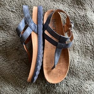 Born Reta T-Strap Blue Leather Sandals - barely worn.
